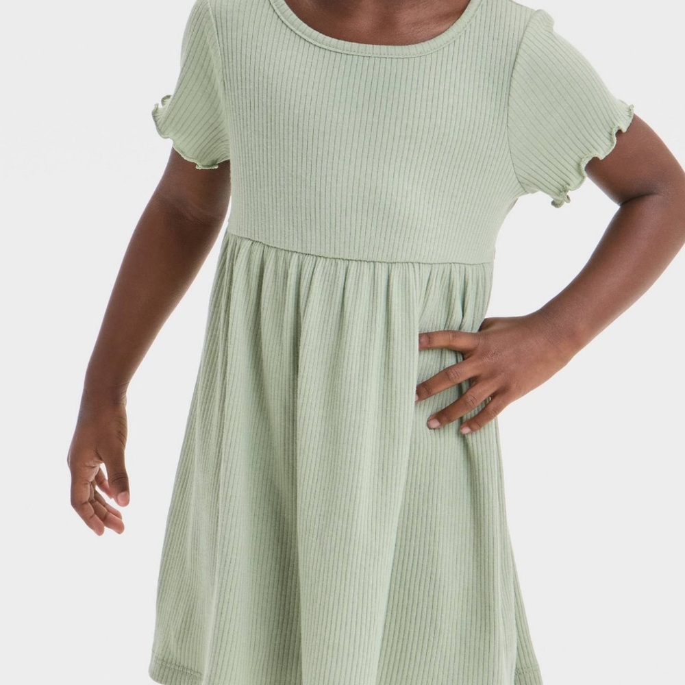 Cat & Jack Light Green Ribbed Dress